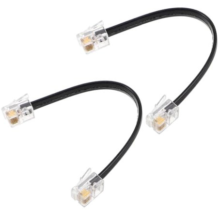 Lurrose 2 Pcs Flat Telefonleitung 6-Kern Kurzes Flachkabel-Mann Zum Männlichen Geraden Telefonkabel Für Das Stabilen Signalgetriebe Für Heim.