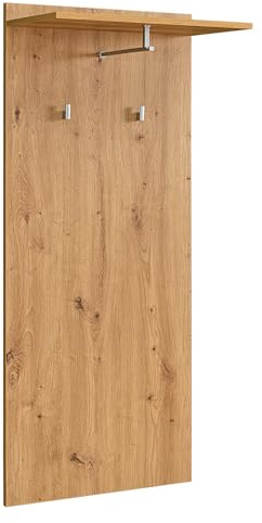 Wandgarderobe JUSTUS - 140cm - natur - Holzwerkstoff Hutablage | Stabile Konstruktion, pflegeleichte Oberfläche, modernes Design, Wandhaken, Kleiderstange