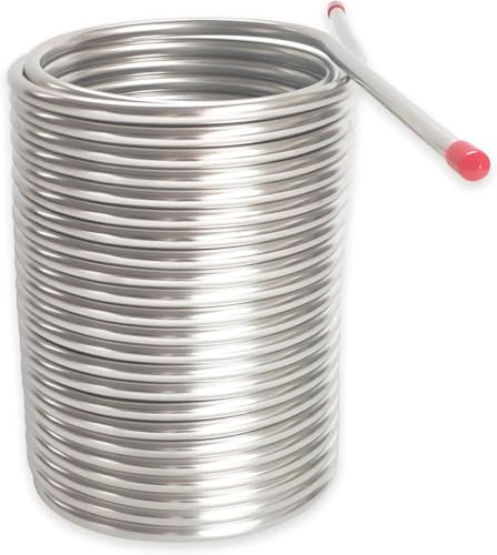 Intercambiador de calor, serpentín de enfriamiento de 19 m de longitud, enfriador de mosto de agua y cerveza de doble capa, serpentín de acero inoxidable de caja, tubo de 8 mm, enfriador de cerveza de