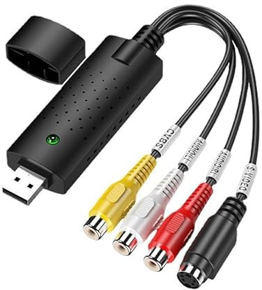 USB Video Capture, Plug & Play Audio Video Grabber USB 2.0 for Editing VHS to DVD Digitize, Mini VHS to Digital Converter Video Digitize Converter Adapter Compatible with Windows XP/Vista/10/8/7
