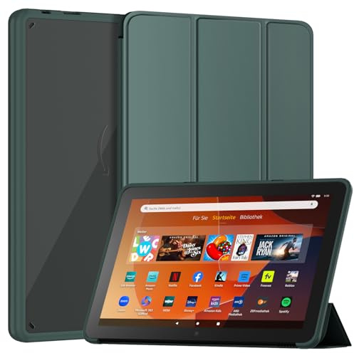 10 Tablet Hülle, Nicht für Sony TCL Universal, Slim PU Leder Dreifach Faltbare Ständer Hülle Mit Auto Schlaf/Wach -Grün