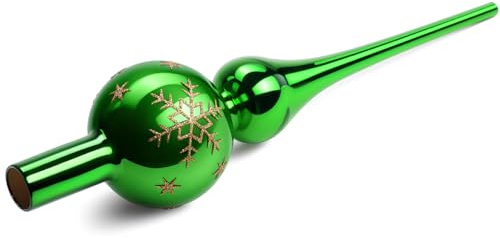 Weihnachtsbaumspitze aus Glas, Christbaumspitze Grün, 26cm Baumspitze Weihnachten, Tannenbaum Spitze, Weihnachtsbaum Krone - Leicht und Dennoch Robust, Glänzend und Elegant (Grün)
