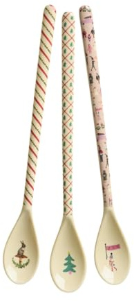 Rice Latte Löffel 3er-Set - Christmas Print - Geschirr Melamingeschirr Kindergeschirr Kinder Camping BBQ Picknick Bruchsicher BPA-frei Wiederverwendbar Plastikgeschirr