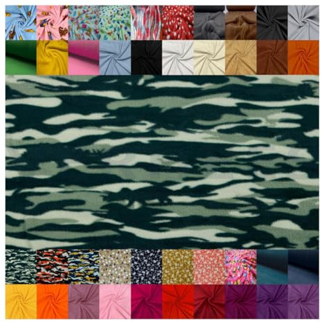 FABRICS-CITY Grün FLEECE STOFF CAMOUFLAGE MUSTER SUPERWEICHER, WARMER KUSCHELSTOFF, ANTIPILLING & PFLEGELEICHT, 5575