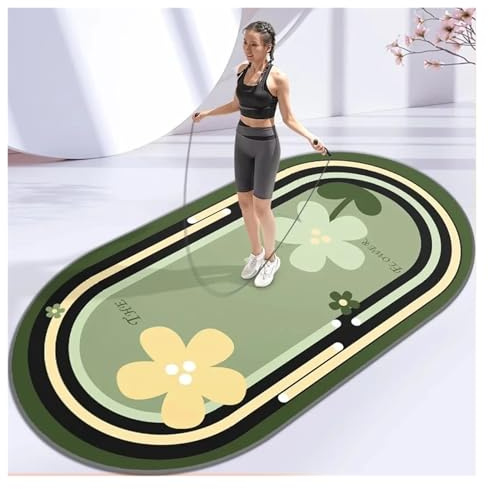Stoßabsorbierende Yogamatte, geräuschlos, rutschfest, schalldicht, Fußmatte, Fitness-Springseil, Übungsteppich (grün, 120 x 240 cm)