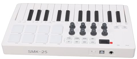 Luocute 25-Tasten-MIDI-Keyboard-Controller, Professionelle Drahtlose BT-Musikproduktion mit 8 RGB-hintergrundbeleuchteten Drum-Pads und 8 Knöpfen mit Krafterkennungstasten für