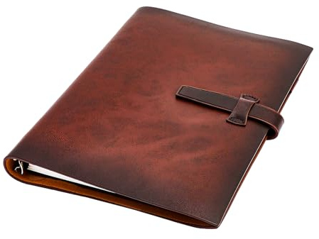 XRVRILE Ringbuch A5, Notizbuch Leder Ringbuch A5 Nachfüllbar, Leder Journal 200 Seiten, Geschäfts Organizer 23 x 17 cm