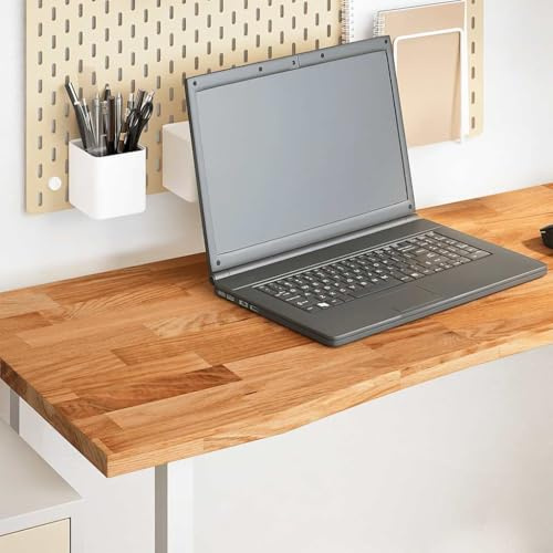 Fangmaliuyun Piano da scrivania marrone chiaro, 140 x 50 x 2,5 cm, in legno di quercia massello con verniciatura fine, design robusto e moderno, per camera da letto e area di lavoro