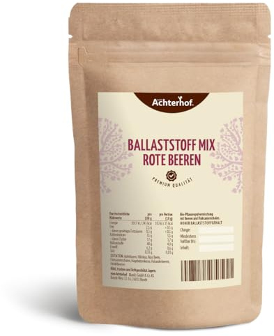 Ballaststoff Mix rote Beeren 250g | fruchtig und ballaststoffreich | 100% natürlich | für Getränke, Smoothies oder Müsli | Achterhof