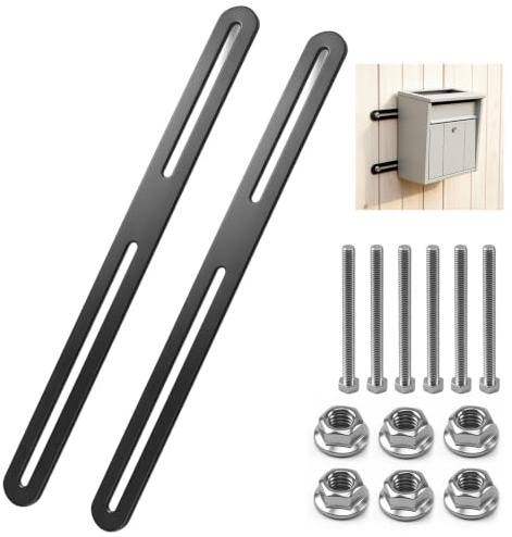 XxinXrong Mounting Set for Fence Post Box, 2 Pieces, Fence Fixing 280 x 24 mm, Letterbox Holder for Secure Mounting on Double Rod Mat Fences or Gates (Black, 280 mm)