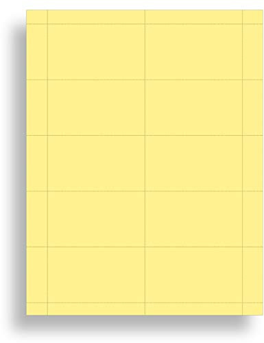 Farbige Visitenkarten – 25 Blatt/250 Visitenkarten – Tintenstrahl und Laser – 10 pro Blatt (einfarbig gelb)