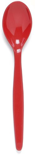 Harfield Reusable Teaspoons Red 14.5cm (Pack of 10) Virtually Unbreakable Polycarbonate