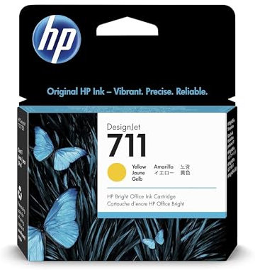 HP 711 Gelb 29 ml Original Druckerpatrone (CZ132A) mit originaler HP Tinte, für DesignJet T120, T125, T130, T520, T525, T530 Großformatdrucker sowie den HP 711 DesignJet Druckkopf