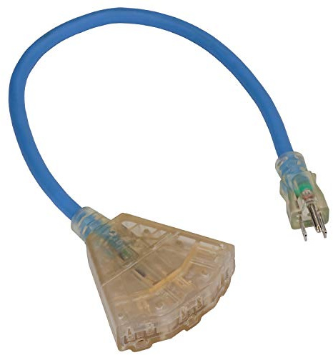 Bayco SL-9102 2' Cold Weather Extension Cord w/Lighted End & 3 Outlets - 15amp