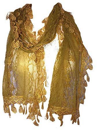 Pamper Yourself Now senfgelb Blatt Spitzen schal (Mustard Leaf lace Scarf)