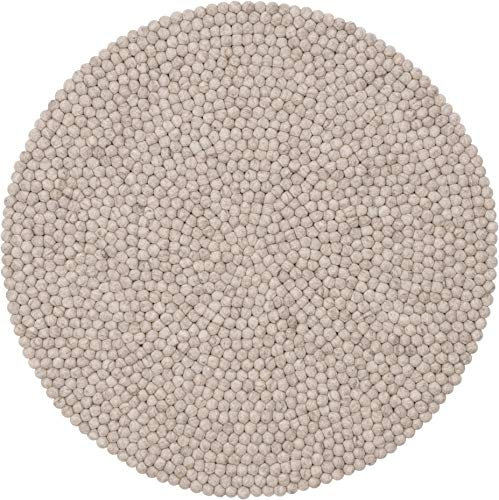 myfelt Filzkugelteppich Béla - Ø 50 cm, ideal für Schlaf, Wohn, Kinderzimmer, Flur & Bad, beige
