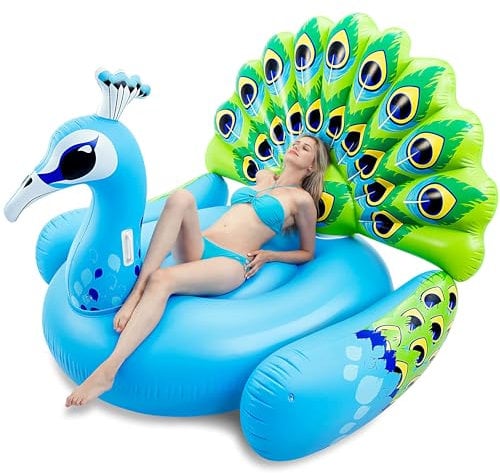 JOYIN Flotador Gigante Inflable en Forma de Pavo Real, Inflable para Piscina para Adultos, flotadores de Playa, colchoneta Flotante de Verano para Adultos, 167 x 157 x 121 cm