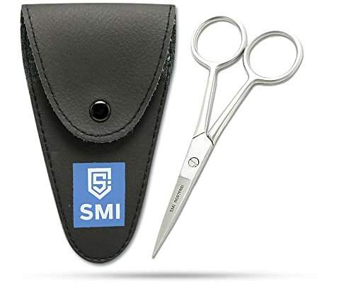 SMI Bartschere für Männer Schnurrbartschere Augenbrauenschere kleine Schere Für Gesichtshaare Edelstahl Pflegeschere mit Etui