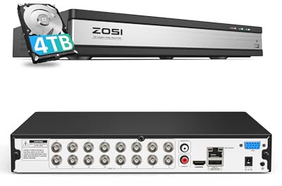 ZOSI 16CH Full 1080p HD 16 Channel Security Recorder, H.265 Hybrid 4-in-1 DVR Surveillance System(Analog/AHD/TVI/CVI),AI Human Detection,Mobile Remote Control,Email Alarm, Built-in 4TB Hard Drive