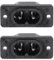 sourcing map Eine Packung von 2 C8 Platte Montieren Stecker Adapter IEC Einlass Modul Stecker Leistung Buchse 250V AC 2,5A Kupfer für Elektrogeräten Rechter Winkel