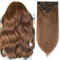 SEGO Clip in Extensions Echthaar Doppelt Tressen Haarverlängerung 8 Teilig 100% Remy Hair für Komplette kopf Hellbraun#6 24(61cm)-170g