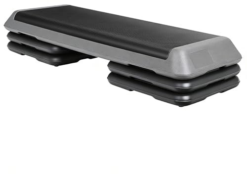 ZENY 43'' Exercise Aerobic Step Platform Adjustable Fitness Stepper with 4 Detachable Risers Fitness Workout Stepper for Home Gym Cardio Strength & Training (Grey)