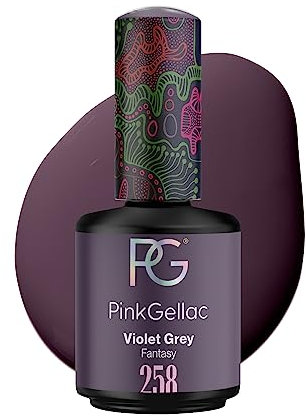 Pink Gellac UV Gel Nagellack - 258 Violet Grey 15 ml - Lang Anhaltend Shellac Nagellack Violett - Gel UV für 14 Tage Nägel in Salonqualität - Made in Holland