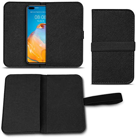 UC-Express Handy Hülle kompatibel für Huawei Serie Filz Tasche Schutzhülle Filzhülle Cover Schutz Case, Farbe:Schwarz, Smartphone:Huawei P30