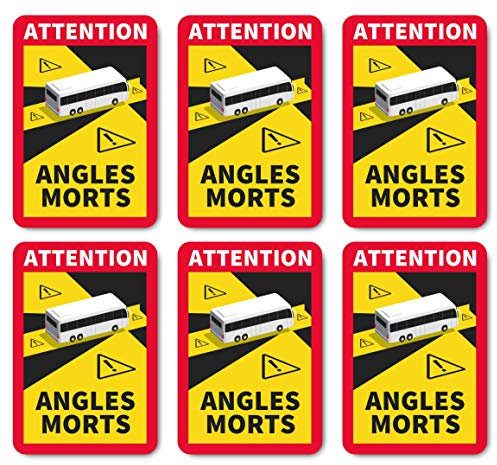 GOYAPRINT - Packung mit 6 Aufklebern für Busse, Wohnwagen und Vans - Achtung Angles Morts - Beschilderungspflicht in Frankreich - hohe Sichtbarkeit für schwere Fahrzeuge (Bus6)