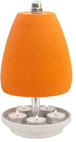 Teelichtlampe Orchidee, ORANGE - *7Jahre Garantie* - LIVESTYLE IN Keramik, Licht & Wärme, Handarbeit Teelichtofen - 5 Teelichter (inkl. Teelichter + Feuerzeug) Über 20.000 sehr zufriedene Kunden!
