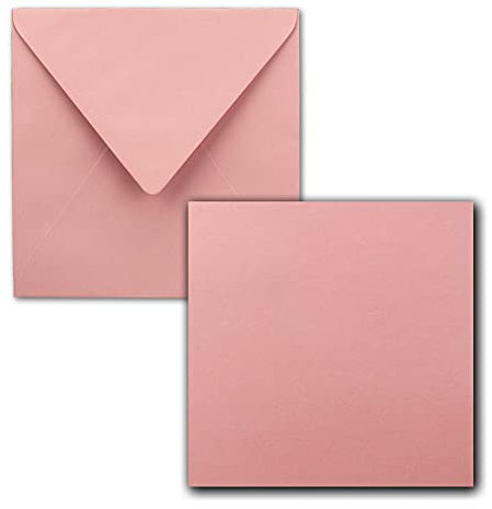 FarbenFroh® by GUSTAV NEUSER® 50 biglietti singoli, quadrati, 15 x 15 cm, con buste, in rosa anticato, per biglietti di auguri, ecc.