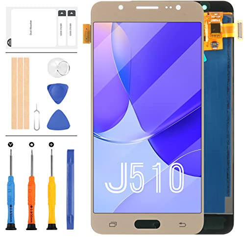 LADYSON Écran de rechange pour Samsung Galaxy J5 2016 J510 J510F J510FN LCD écran tactile Digitizer Panel Assemblée complet Luminosité réglable (non AMOLED) (Or)