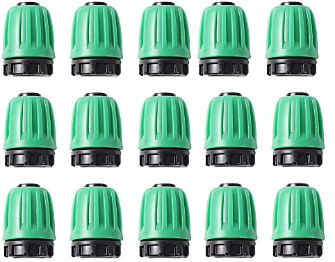 FULAIERGD 15 pezzi tubo per irrigazione a goccia 1/2 (1/2 ID x 0,6 – 0,6 OD) 16 mm raccordo di qualità anti-goccia (adatto per 13 mm ID) connettori (15 pezzi connettori)