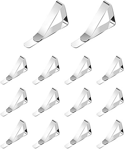 XHNFCU 14 Stück Tischdeckenhalter Edelstahl Tischdeckenklammer Tischdeckenklemmen für Draußen Silber Tischtuch Clips, für Partys, Picknicks, Restaurant, Draussen