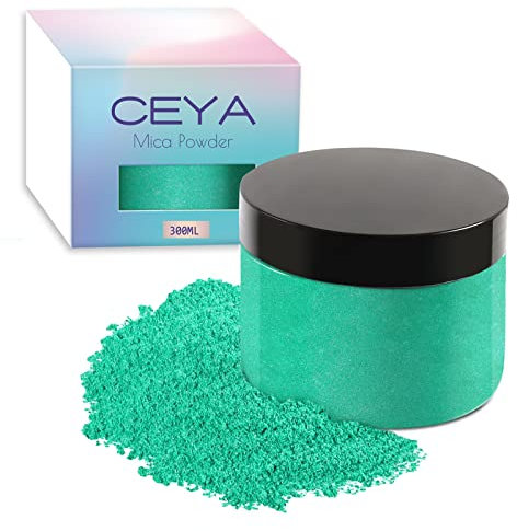 Ceya Glimmerpulver, 150 g, Aquagrün, Perlglanzeffekt, Farbpigmentpulver für Epoxidharz, Becher, Schleim, Badekugeln, Seifenfarbe, Schleim, Kerze, Kunstharz, Basteln, Farbe, Schmuck, Nagellack