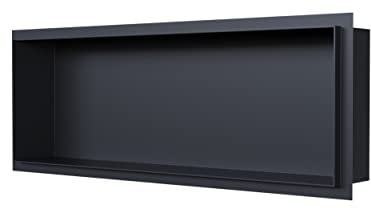 BERNSTEIN® Wandnische aus Edelstahl NT206010X randlos -20 x 60 x 10 cm Einbauregal, befliesbare Wandnische mit Flexibler Einbau- Ideale Duschablage - Farbe:Schwarz