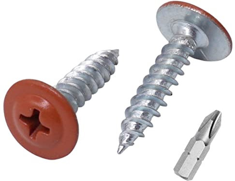 Confezione da 50 viti per legno verniciate, 4,2 x 19 mm, viti autofilettanti in metallo, testa a capriata modificata Phillips, testa in wafer (50, marrone rame RAL 8004)