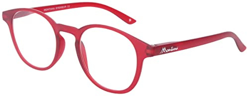 Montana Eyewear Extra flache Lesebrille MR52 aus Kunststoff mit Federscharnier und Etui in Rot + 1,50 dpt