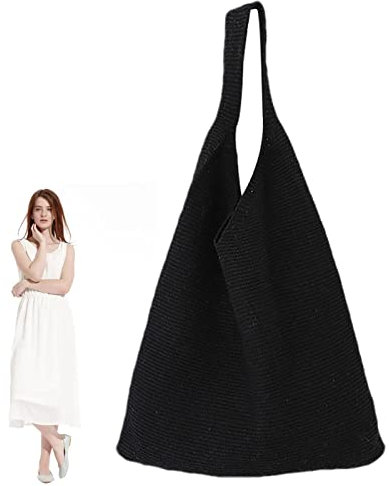 Facynde Sommer Tasche, Damen Stroh Handtasche Sommer Korbtasche Basttasche Casual Tasche Für Reise Schule Arbeit Einkaufen