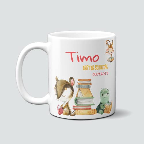 online-hut- Tasse- Einschulung - Kindertasse - Schulkind - Dachs/Maus - Schule - Personalisierbar - individuell - KI-13