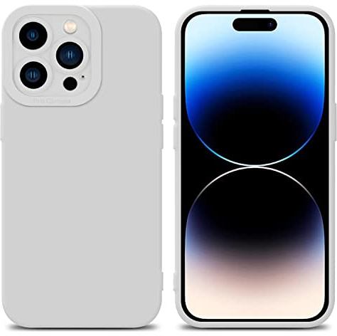Cadorabo Hülle kompatibel mit Apple iPhone 14 PRO MAX Schutzhülle TPU Silikon Case Liquid Design mit Kameraschutz Slim Kratzfest Weiche Gummi mit Rundumschutz Case Hülle für iPhone 14 PRO MAX in Weiß