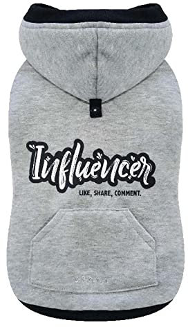 Croci Sweatshirt für Hunde mit Kapuze Share, Rückengröße 35 cm, verstellbar mit Klettverschluss, mit Gummizug und Loch für Leine und Geschirr, graue Farbe