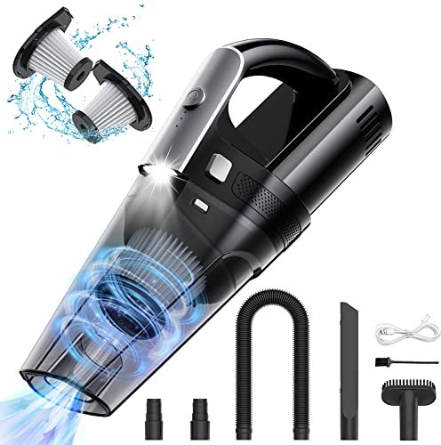 Aspirador de Mano, 120W 8Kpa Aspiradora Coche de Fuerte succión, Mini Aspirador Portátil con Lavable Filtro Ideal para Limpiar Pelo de Mascotas, hogar y Escritorio de Trabajo