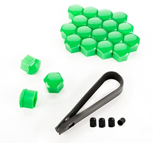 LST 20x Sechskant Radschraube Abdeckkappen 17 mm grün Glanz Felgen Kappen Set