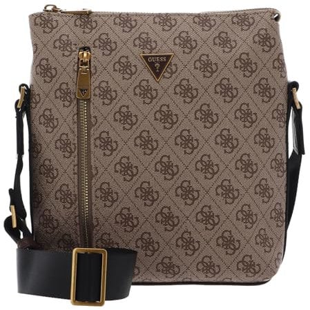 GUESS Men's VEZZOLA Crossbody Vertical Zipper Schultertaschen, BEIGE/Brown-BBO