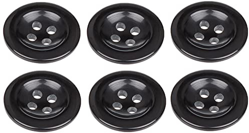 Pack of 6 Black Sew on 18mm Buttons for Braces Trousers 28L