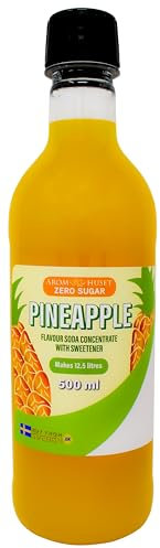 Zero Pineapple Soda Syrup Concentrate 500 ml from Aromhuset - Make 12.5 Litres of Sugar-Free Soft Drink by Adding Flavouring to Carbonated Sparkling Fizzy Water