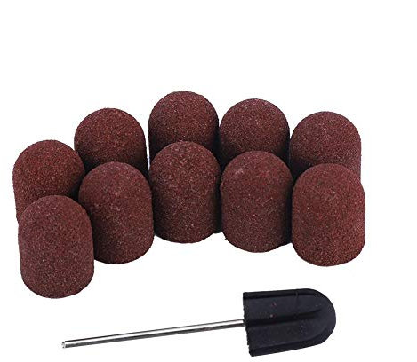 DEWIN Nail Drill Bit Block Sanding Cap, 2 Types 10 Pcs Nail Dedicated Head Grinding Sanding Cap Polisher Sand Manicure Pedicure Tool (Size : 13 * 19)