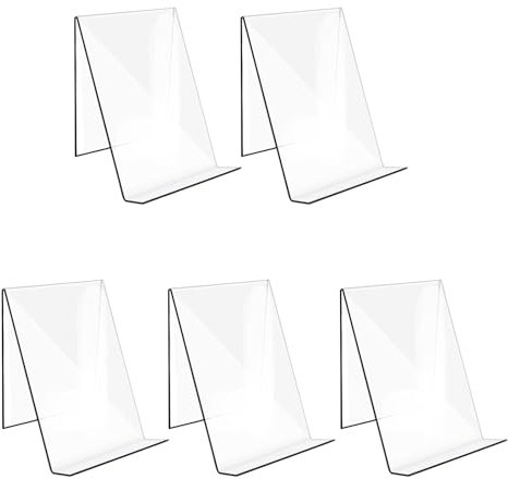 Hyacinthy Supports de Livres Acrylique, 5 Pièces Présentoir Livre Transparent, Plastique étagère en Porte Livre, Supports pour Photos des Livres des Cahiers-10 x 15 cm