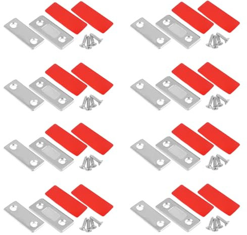 TNSLAND 8 Stück Türmagnet Magnet Selbstklebend, Flache Magnete Silbrig Magnet Türschließer Möbelmagnet Türöffner Magnetschnäpper Rechteckmagnete Tür Magnet für Schubladen Balkontür Schranktür